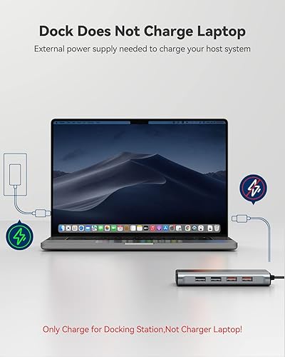 Miniatura 7 de GIISSMO - Estación de acoplamiento triple de estación de acoplamiento USB C 9 en 1 adaptador de monitor dual a HDMI dual USB 31 de 10 Gbps Gigabit