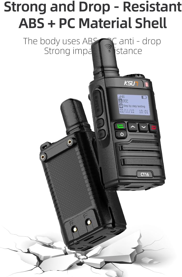 KSUN 4G LTE Network Lifetime Free PTT Rapid Nationwide Walkie Talkies Unlimited Range with Pre-Paid Sim Cards Global POC Radios Gifts for Family Company Christmas CT16 (2 Pack)