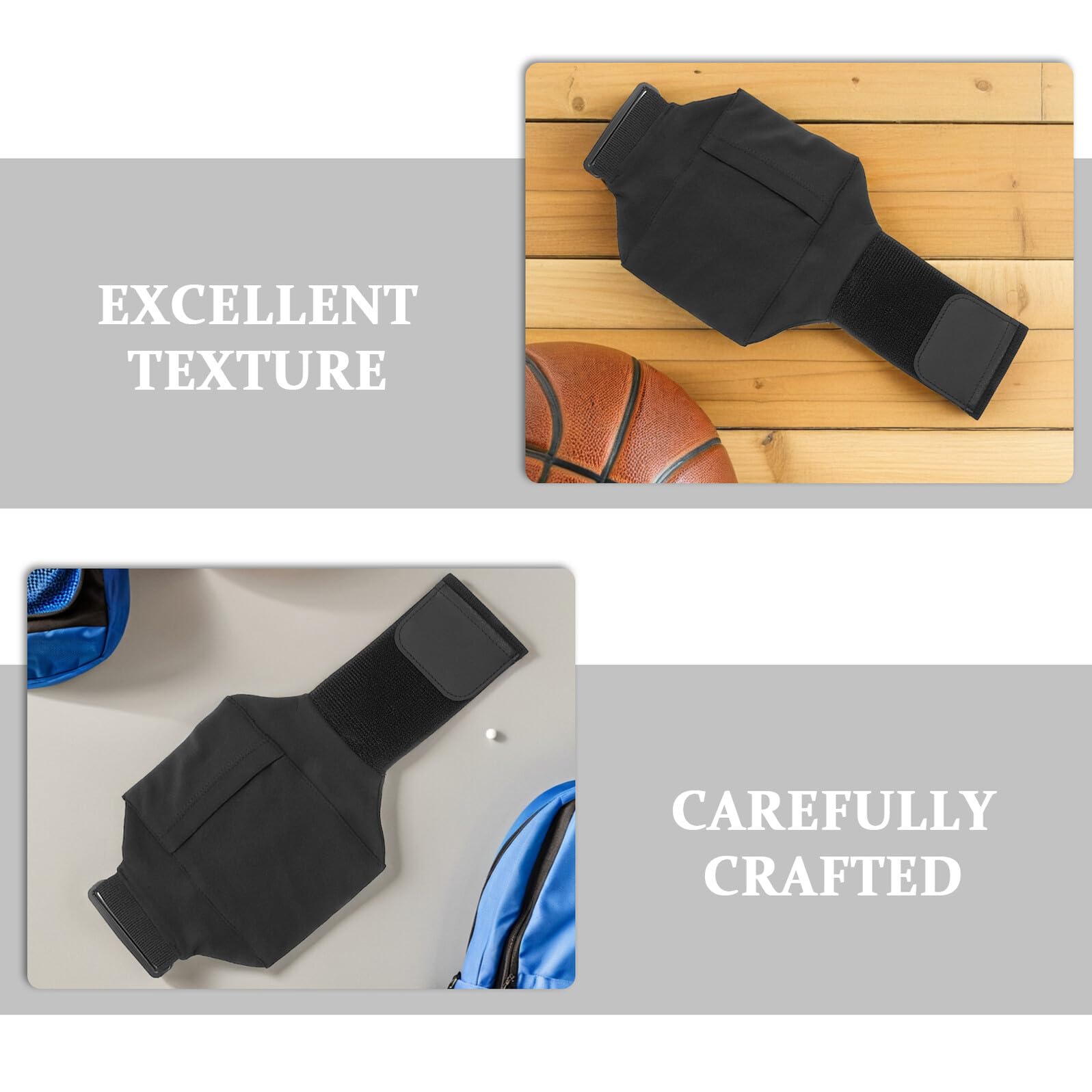 WOONEKY Lot de 3 Sangles Élastiques de Cuisse Noires pour Téléphone Portable Pochette Étanche pour Course à Pied Paquet Banane de Sport Léger et Ajustable Fitness et Running