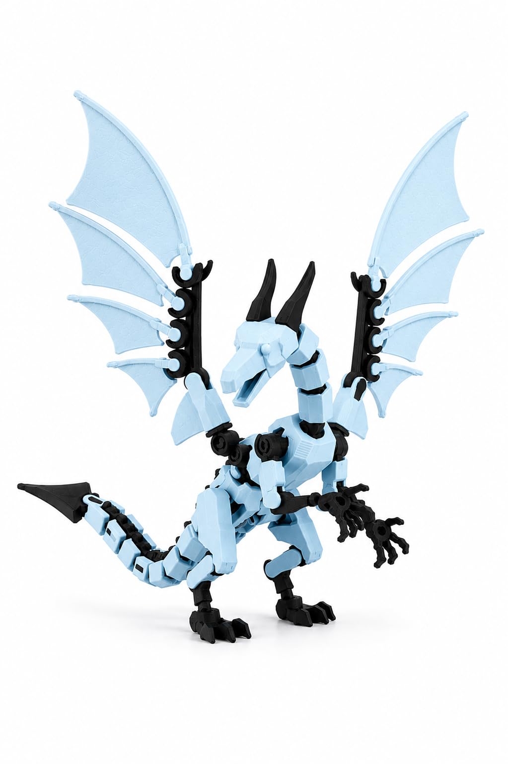Dragon 13 Articulated Dragon Action Figure – Inspired by Dummy 13, Fully Posable Dragon Model, 40+ Points of Articulation, Desk Display Toy, Collectible Fantasy Figure, (Ice Blue & Black)-picture-22