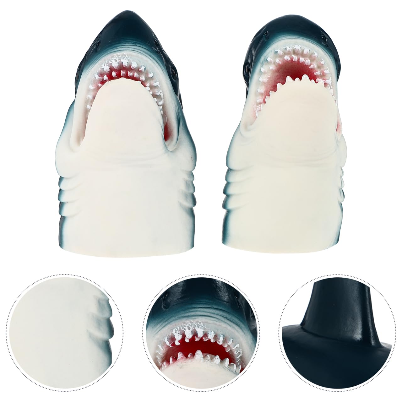 Toyvian Marionnettes Requin - 2 Pièces Tête de Requin Réaliste en Caoutchouc Souple de Jeu de Rôle pour Enfants Jouet Éducatif pour Histoires Spectacles et Anniversaires