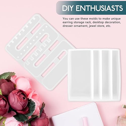 Miniatura 9 de 1 juego de moldes de estante de exhibición DIY para aretes, moldes de silicona para bricolaje, herramientas de bricolaje, organizador de joyas,