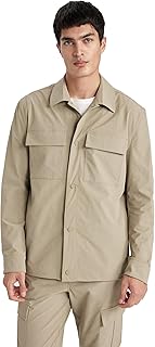 DeFacto Man Woven Top Regular Fit Polo Neck The Whole Sleeve Overshirt B7396AX Overshirt (pack of 1)