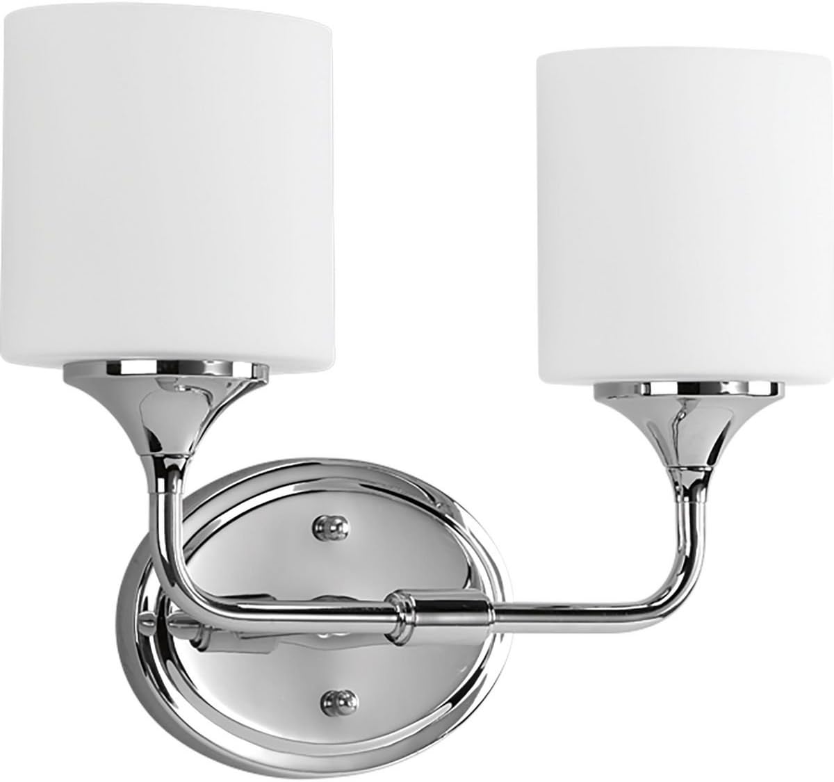 Progress Lighting Lynzie Collection 2-Light Etched Opal Glass Modern Bath Vanity Light Polished Chrome