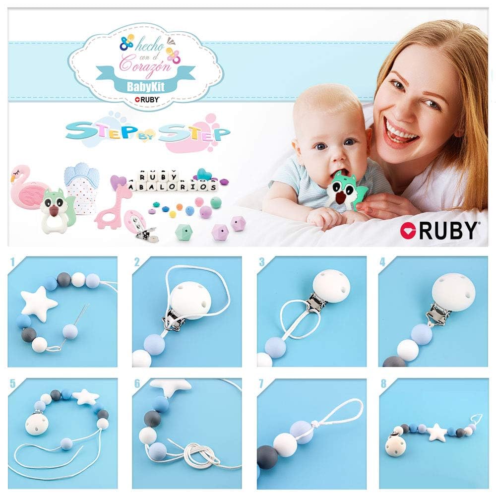 RUBY 10 clip per ciuccio, in legno, per bambini, per il fai da te, per il fai da te, per evitare che il ciuccio, per il fai da te