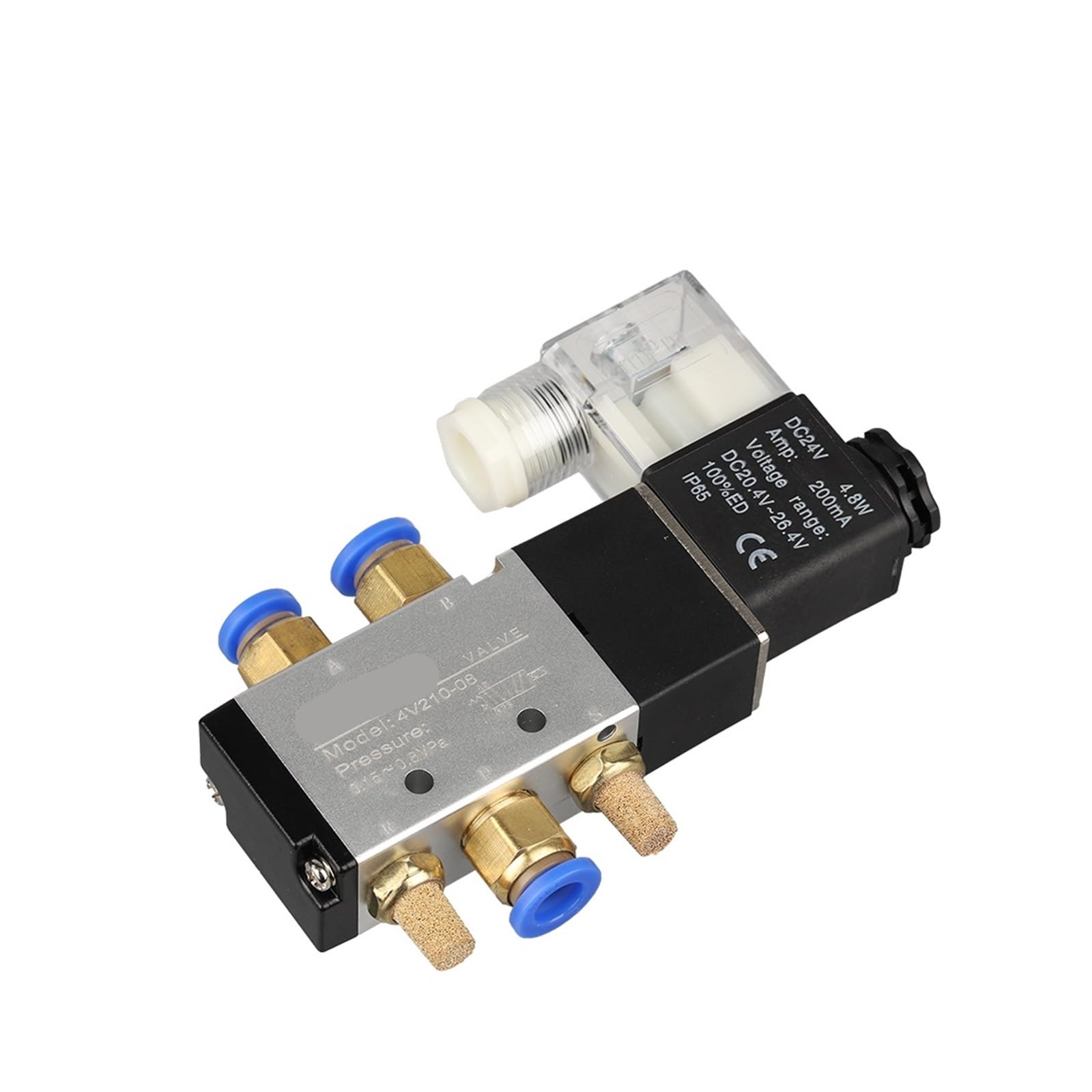 Pneumatyczny elektryczny zawór elektromagnetyczny 4V210-08, zawór magnetyczny gazu i powietrza z 5-kierunkowym sterowaniem 2 pozycje, 4mm-12 mm, 12 V, 24 V, 220 V (szt 12 mm Fittings)