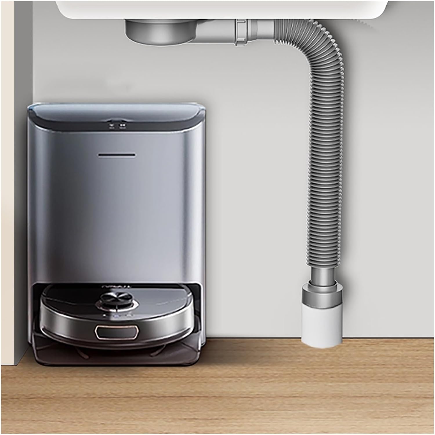 Single Bowl Kitchen Sink Drain Kit, Universal Kitchen Sink Drain Pipe, Flexible Pipe Sewer Pipe, with Stainless Steel Drain Basket, for Single Bowl Sink