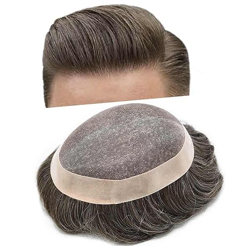 Miniatura 9 de Toupee - Piezas de cabello para hombres, sistema de cabello humano real, mono tupé fino para hombres, reemplazo de línea capilar natural, protesis
