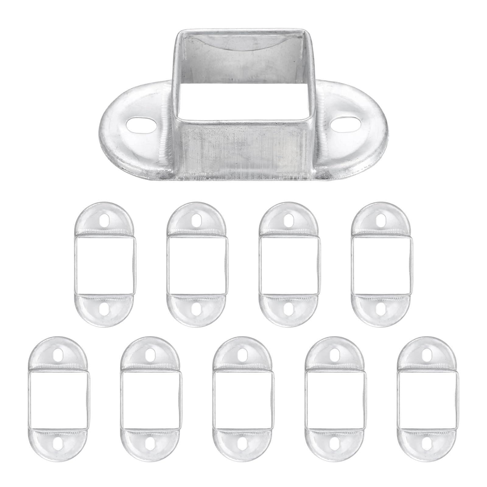 uxcell 10 Pack Square Post Flange Base, Fits 1-1/2" x 1-1/2" Square Tube Galvanized Steel Wall Mount Rail End Bracket Square Base Connector for Deck Fence Railing Handrail Mounting