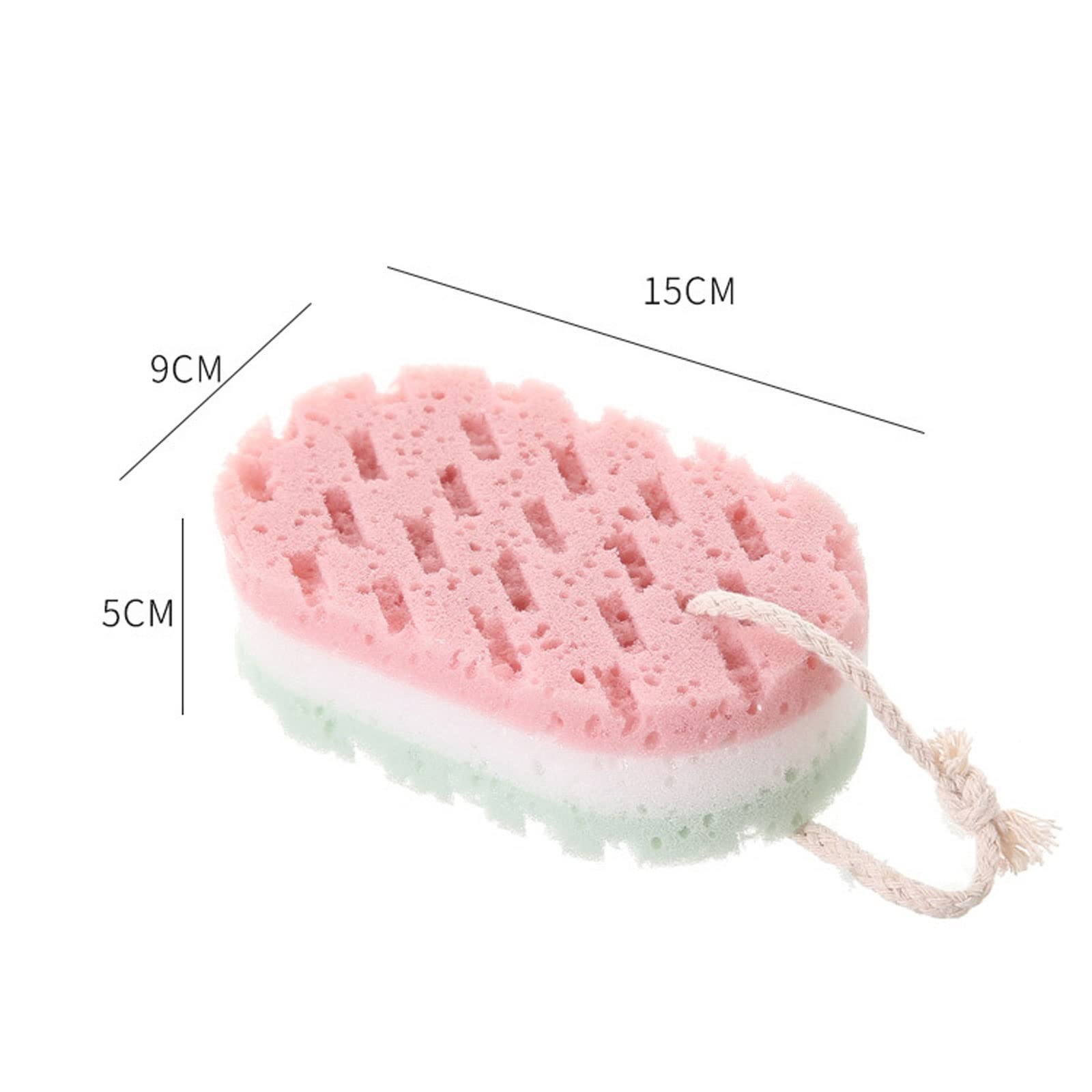 Cepillo en seco, 1 esponja espumosa de baño de tres capas, suave, exfoliante, masaje, limpieza corporal, accesorios de baño (1 pieza rosa)
