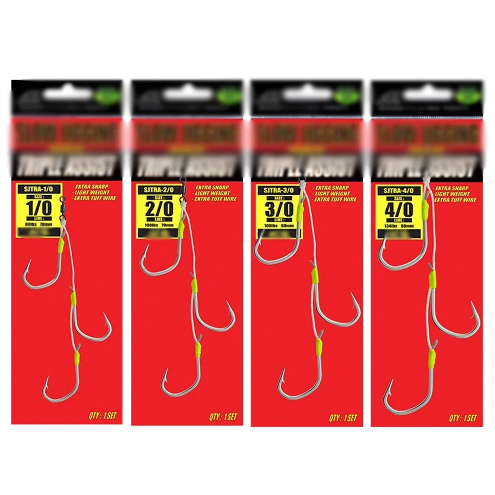 CASAKM Pezzi Amo da Pesca Ganci Lenti Jig Ganci Tripla Assist Gancio da Pesca Set Elevato in Acciaio al Carbonio Pesci Pesci Fishhook Accessori ad Acqua salata Gancio da Pesca in Alto (Color : 4-0)