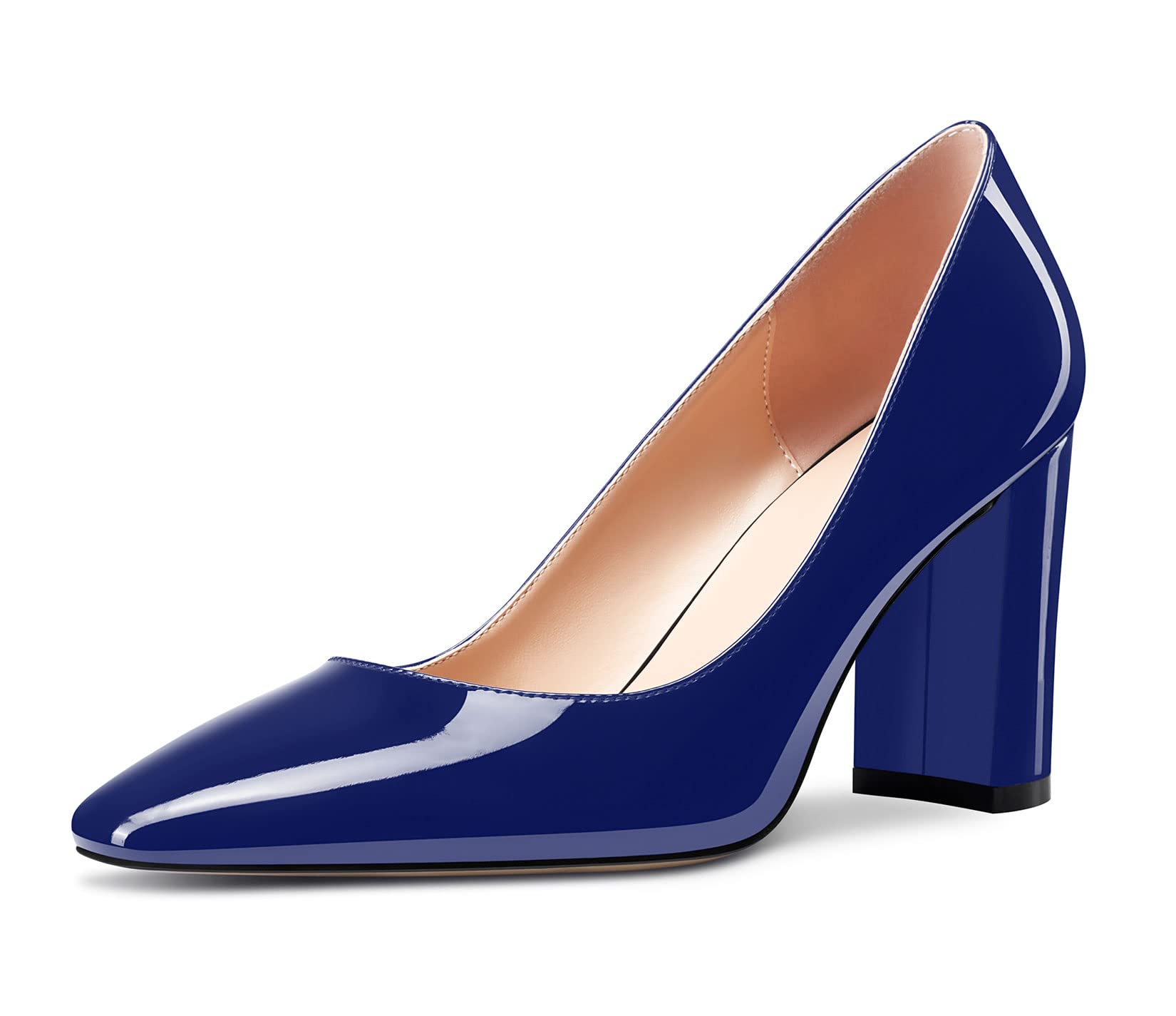 Aachcol Donna Quadrata Punta Pumps Chunky Blocco Medio Tacco Heel Slip-on Dress Scarpe Ufficio 8 CM