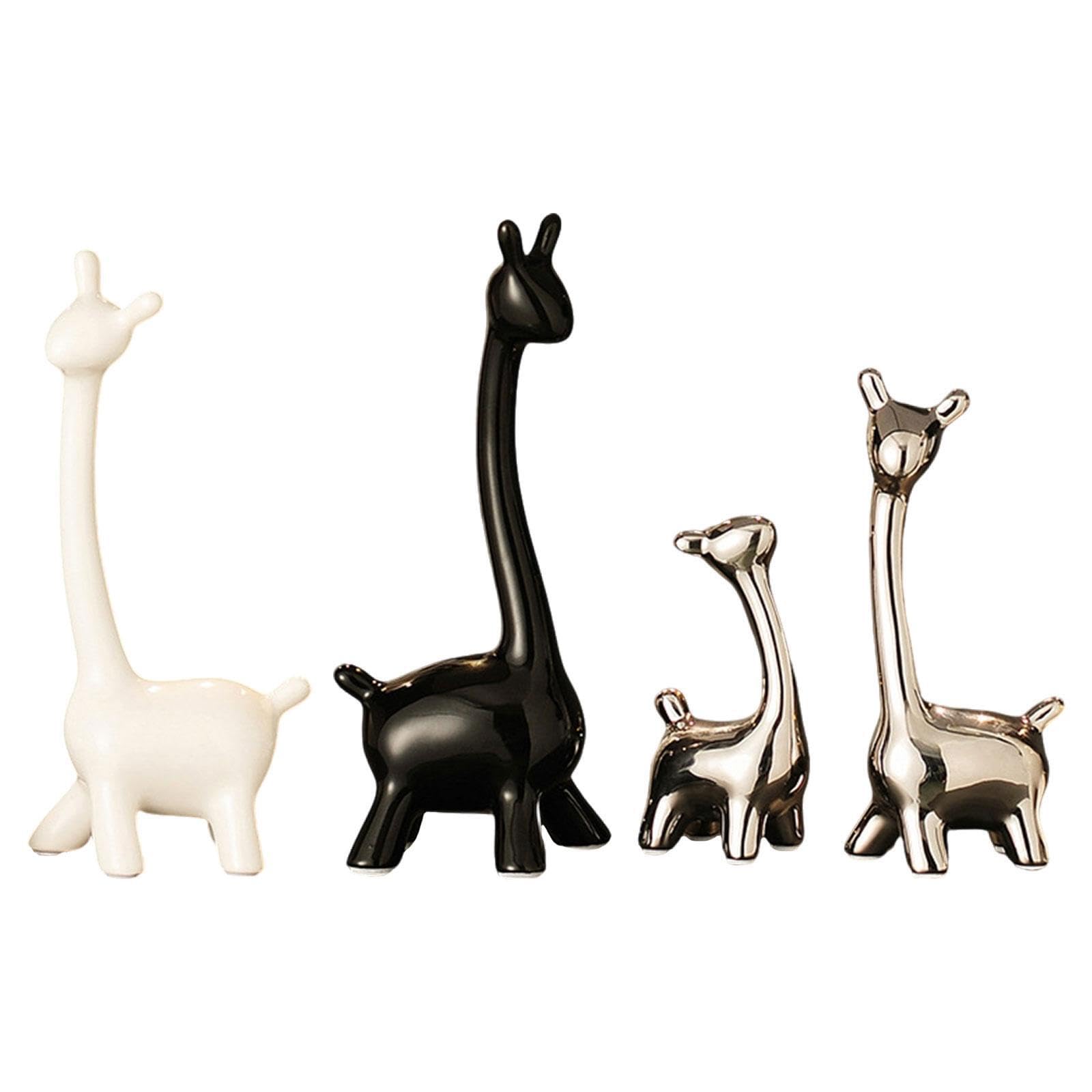 TWISAXC Modern Ceramic Giraffe Decoration Fine Workmanship Sculpture For Bookshelf And Cabinet Ceramic Giraffe Statue Home Decor Modern Ornament Lovely, 4 pcs