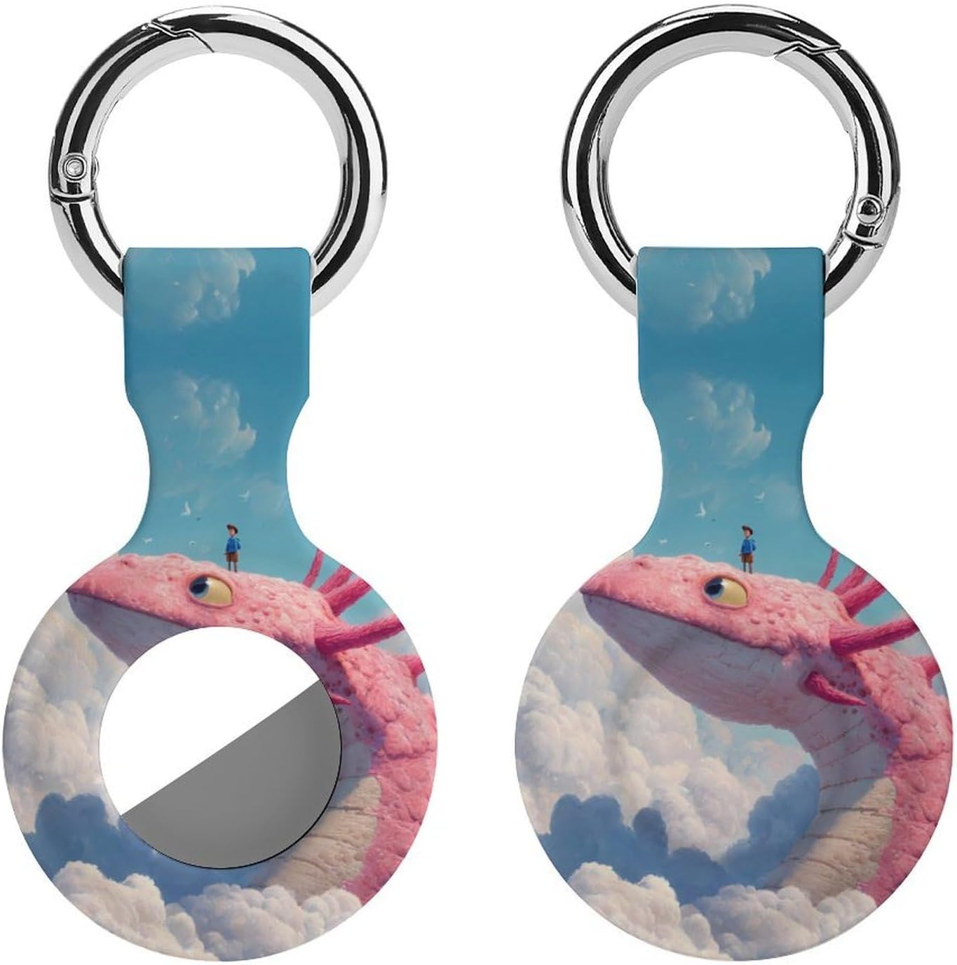 Strange Dragon Fantasy Axolotl Case Compatible with AirTag Holder Cover with Keychain Ring for Bags Luggages