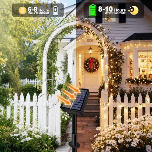 Solar String Lights Outdoor 2 Pack Total 66FT 200LED Solar Fairy Lights Waterproof 8 Modes Twinkle Solar Lights for Patio, Garden Yard Party Wedding Tree Christmas Halloween Decoration, Warm White - image 3