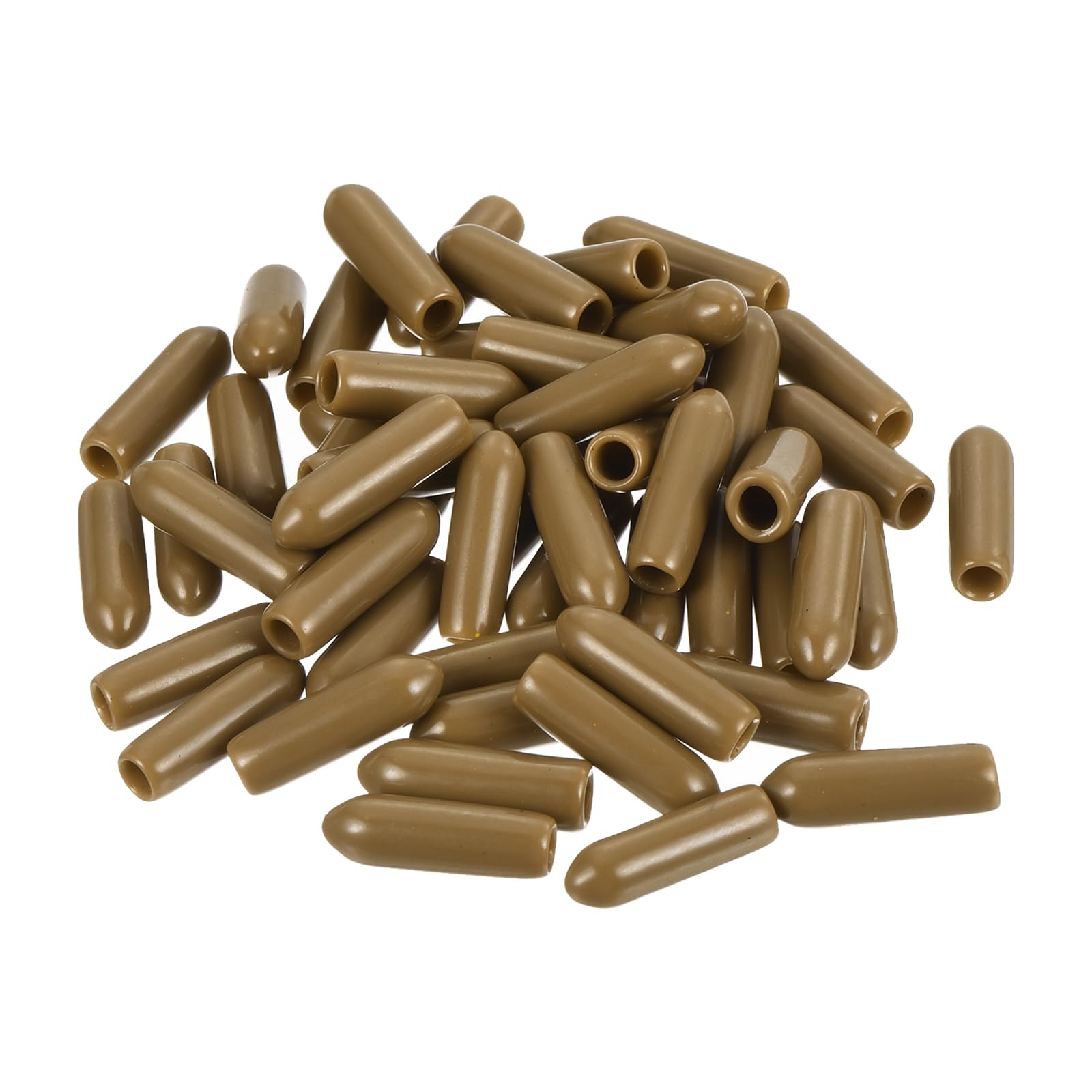 uxcell 100pcs Rubber End Caps 3mm(1/8") ID Vinyl PVC Round Tube Bolt Cap Cover Screw Thread Protectors Light Brown