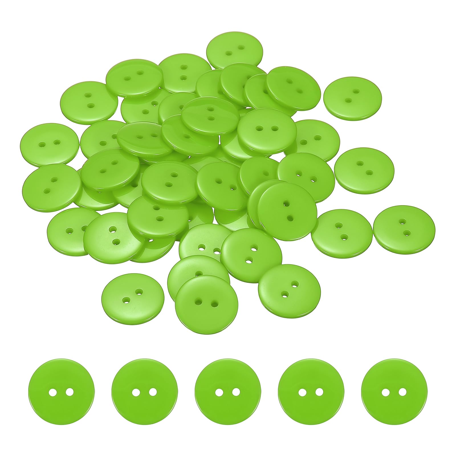 sourcing map 50pcs Resin Sewing Button, 20mm (3/4-inch) 2 Holes Round Craft Decorative Buttons for Coat Clothes Holiday Decoration, Green — image 1