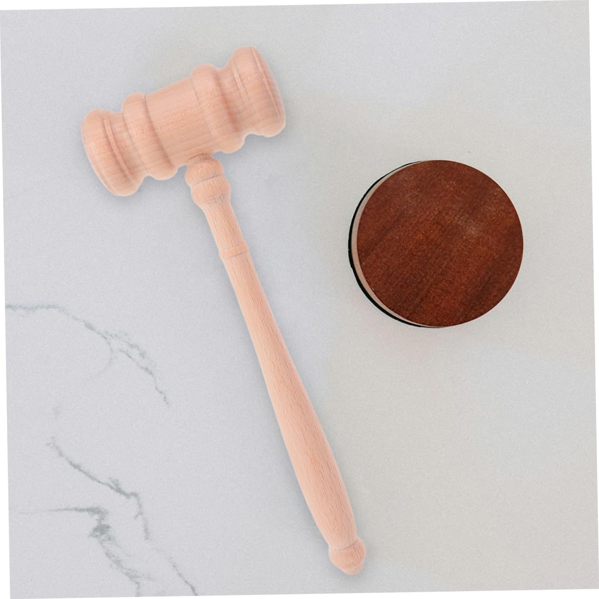 Generico 2 Pezzi Martello Giudice Legno Non Rifinito per Cosplay Accessori Costume Avvocato Decorazione per Feste