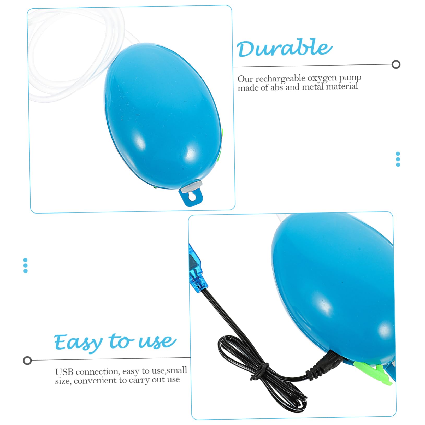 BESPORTBLE Sauerstoffpumpe für Fischbecken Portable air Pump Aquarium air Pump Indoor Aquarium Oxygen Pump tauchfähig Luft Schwimmbad Aquarium -Sauerstoffpumpe Aquariumzubehör Abs Blue