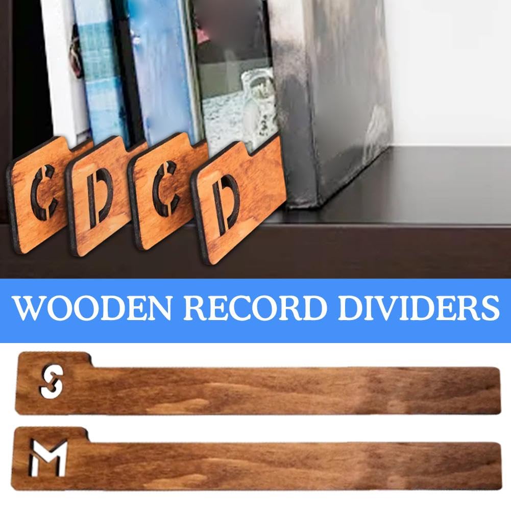 Divisori in legno per dischi in vinile, 26 guide alfabetiche A Z per raccoglitori, separatori per libri, raccoglitori, raccoglitori, raccoglitori.