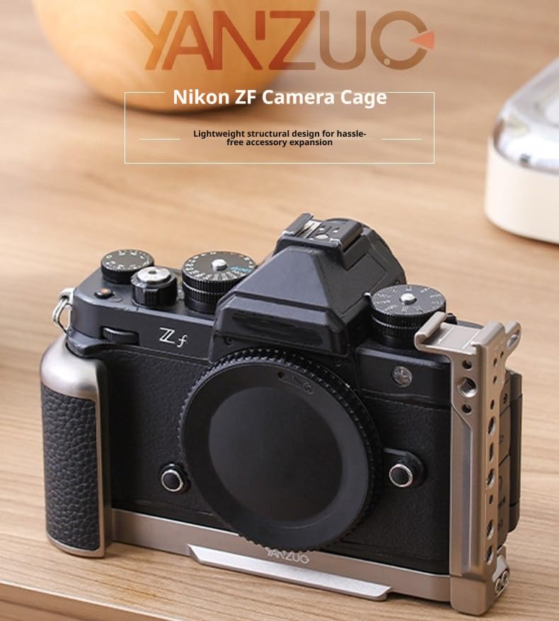 Image of Metal Cage for Nikon ZF, Aluminum Alloy Camera Bracket, Compatible with Arca Swiss, with Dual Cold Shoe(Titanium)
