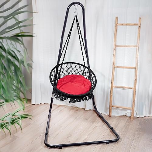 Miniatura 7 de Bahia - Hamaca de macramé, silla colgante para dormitorio, silla de columpio de cuerda bohemia para interiores, silla de columpio de macramé para