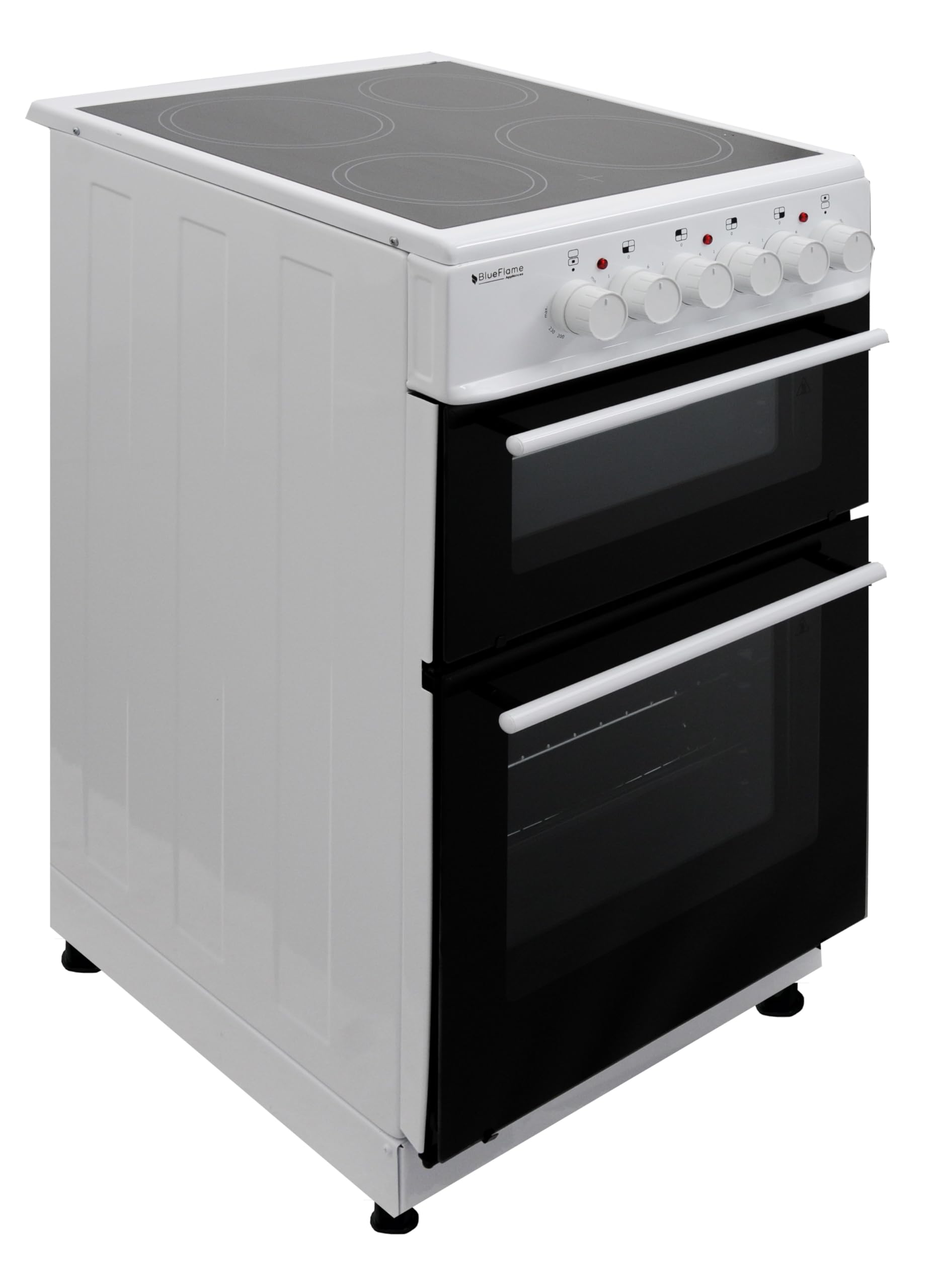 BlueFlame KCF 2200.50 SMF 50 cm VitroCeramic Freestanding Electric Cooker With Double Cavity Oven - Turbo Fan - White — view 2