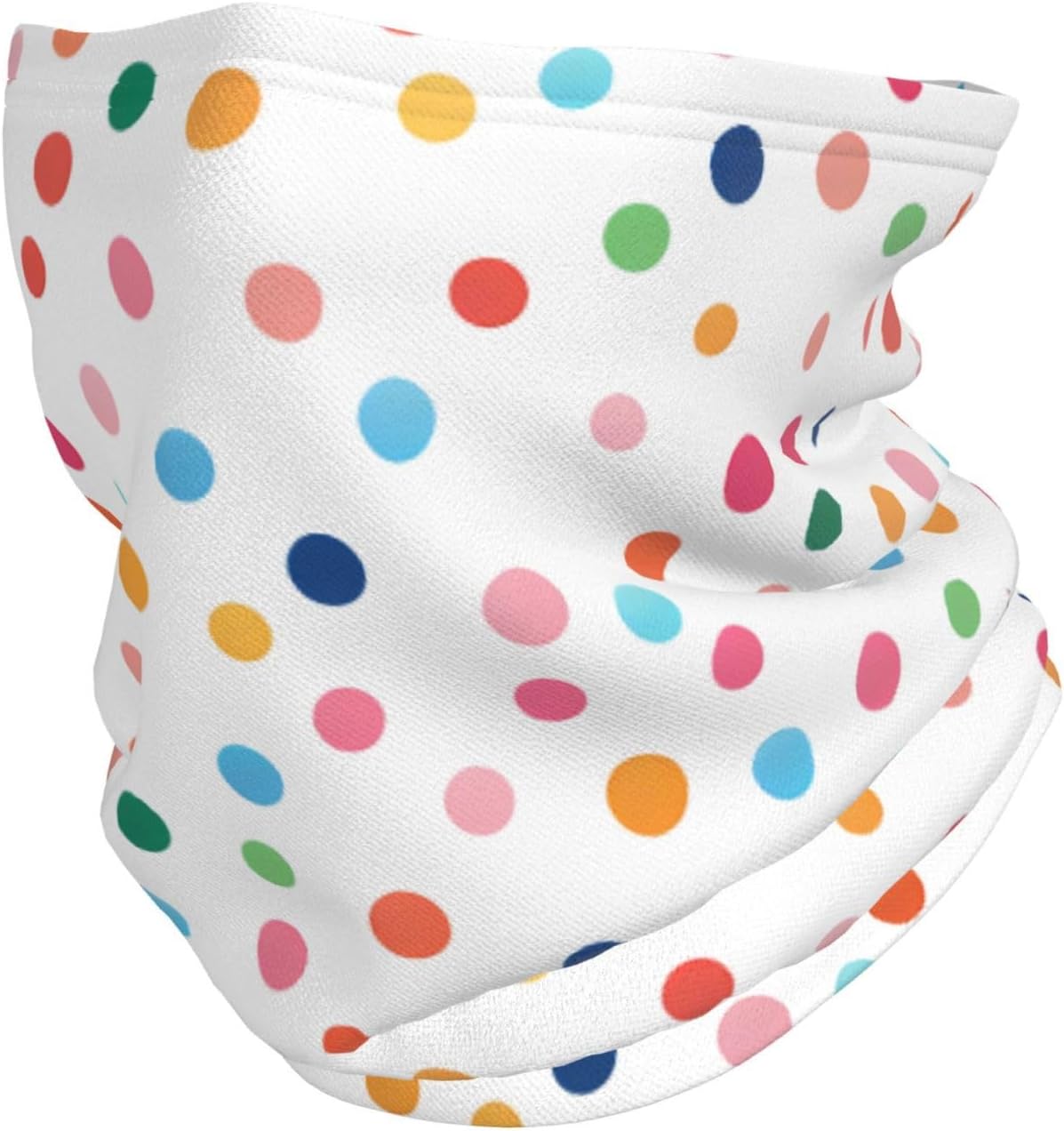 Winter Face Mask Elastic Headband Cold Weather Neck Warmer for Men Women, Coloful Polka Dot Pattern Adjustable Neck Gaiter