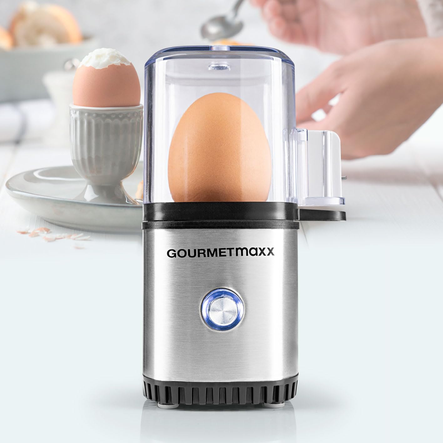 GOURMETmaxx Eierkoker voor 6 eieren, eierboiler met eierprikker in GOURMETmaxx Eierkoker voor 6 eieren, eierboiler met eierprikker in