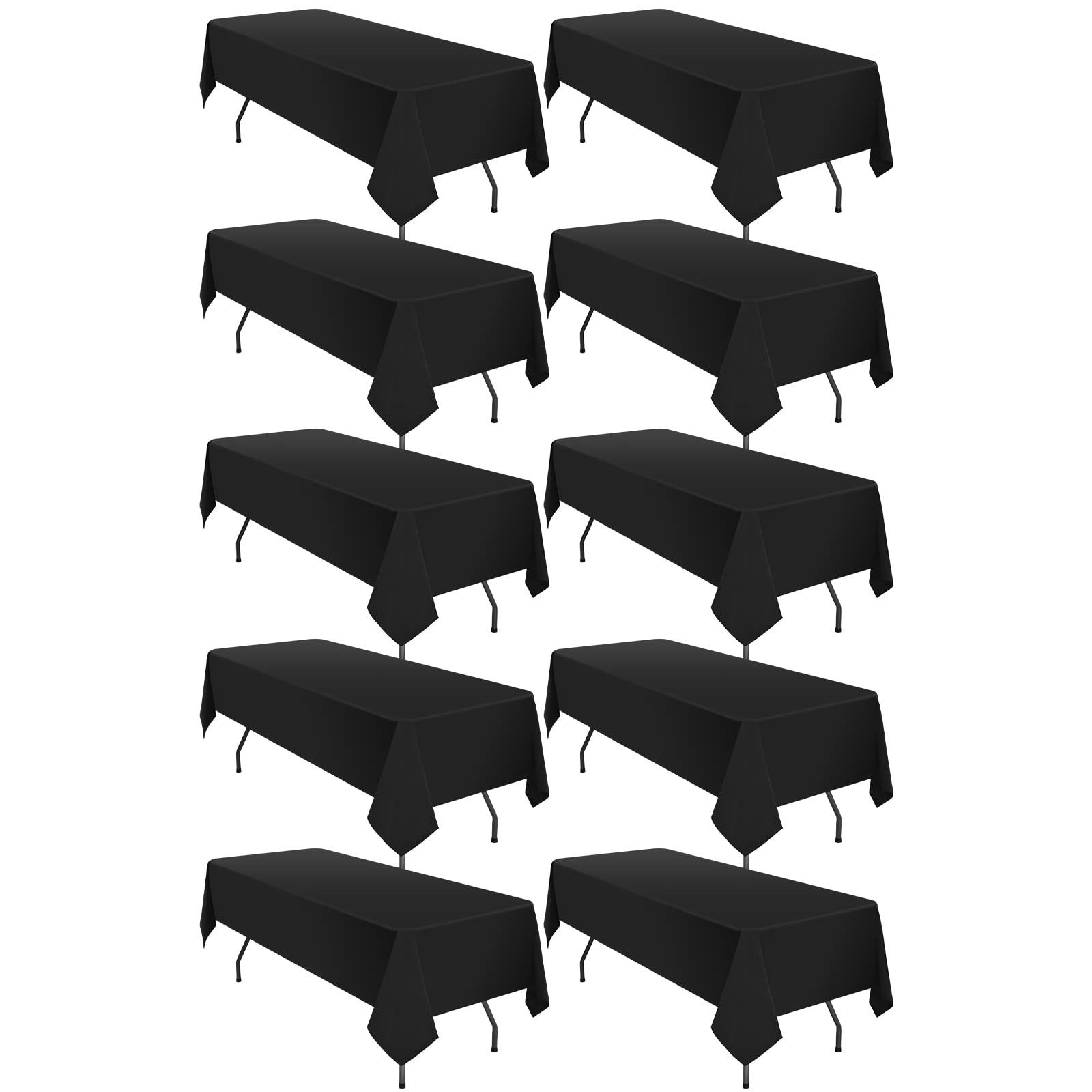 fani 10 Pack 60 x 102 Inch Tablecloth, Black Tablecloth for 6 Feet Rectangle Tables, Stain and Wrinkle Resistant Washable Fabric Table Cloth for
