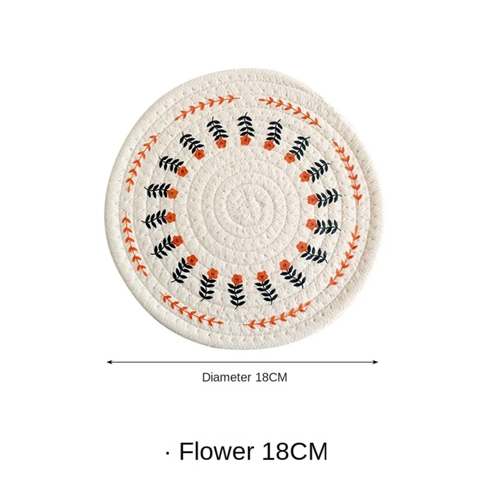4 Piezas de Almohadillas aislantes Calor Tejidas algodón for Platos Comedor, Cuencos, cazuelas, Posavasos for té, tapete Mesa antiescaldaduras para Ollas y Sartenes Calientes(18cm)