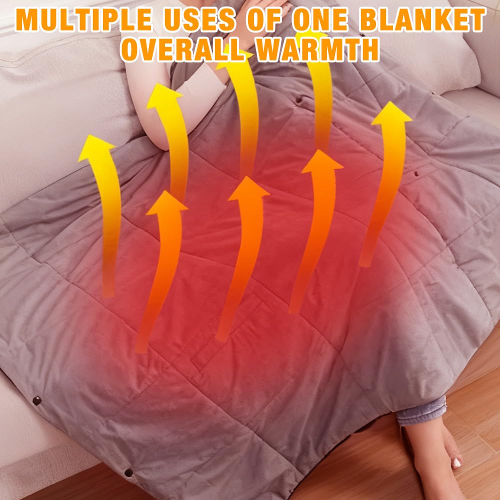 Coperta Elettrica Senza Fili con Batteria da 20000 mAh, Coperta Termica Elettrica,con 6 Zone di Riscaldamento e 3 Livelli di Temperatura, Termoforo Elettrico, Adatto per casa e ufficio