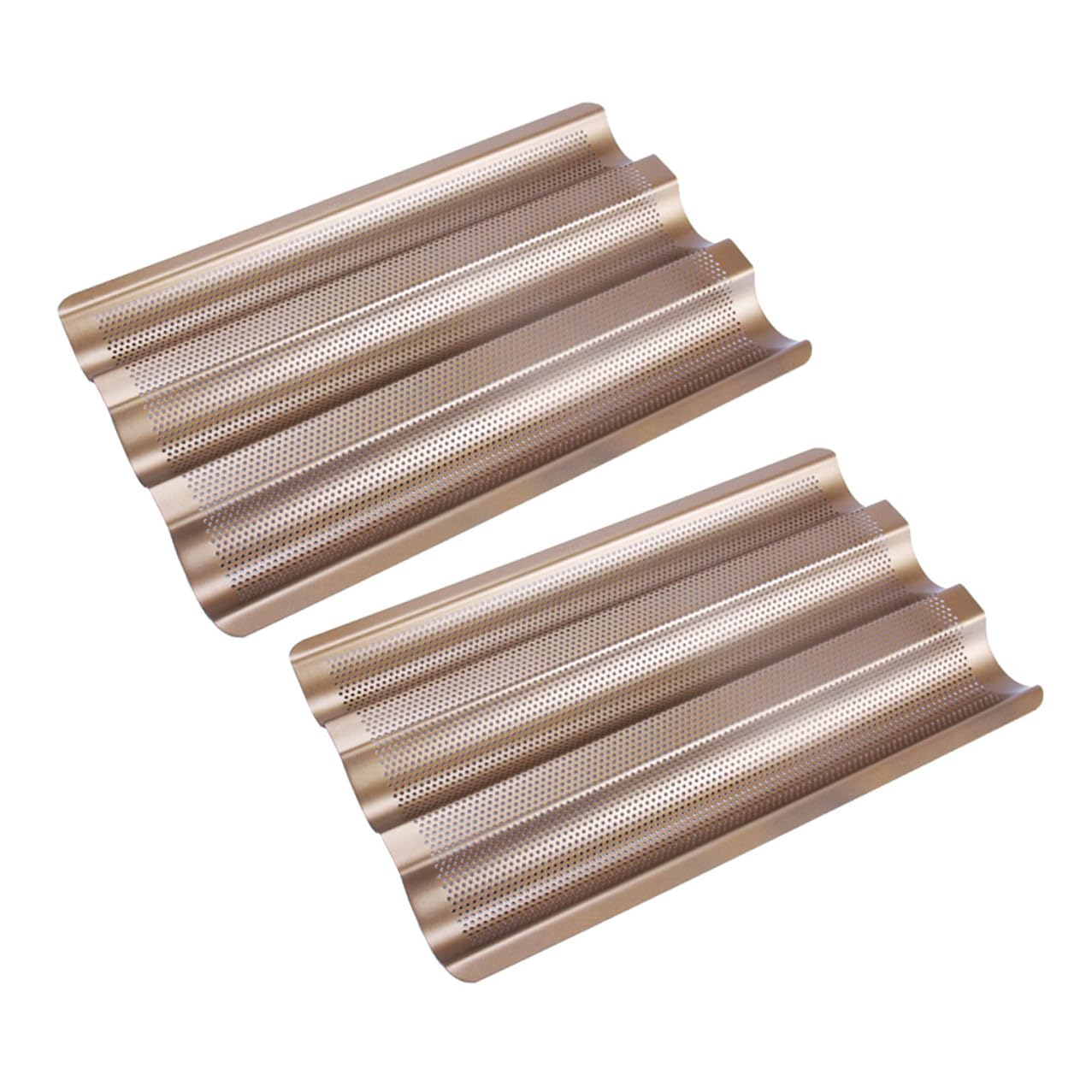 BESPORTBLE 2 pièces Moule à Français Vagues Acier Doré Outil de Pâtisserie Antiadhésif Réutilisable pour Cuisson Maison et Professionnelle