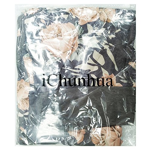 Image of iChunhua Women's Comfy Stretch Floral Print Drawstring Palazzo Wide Leg Lounge Pant