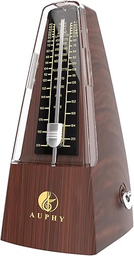 Metrónomo mecánico con campana de acento, forma clásica, golpe preciso, múltiples modos de ritmo, adecuado para piano, guitarra, tambores, violín,