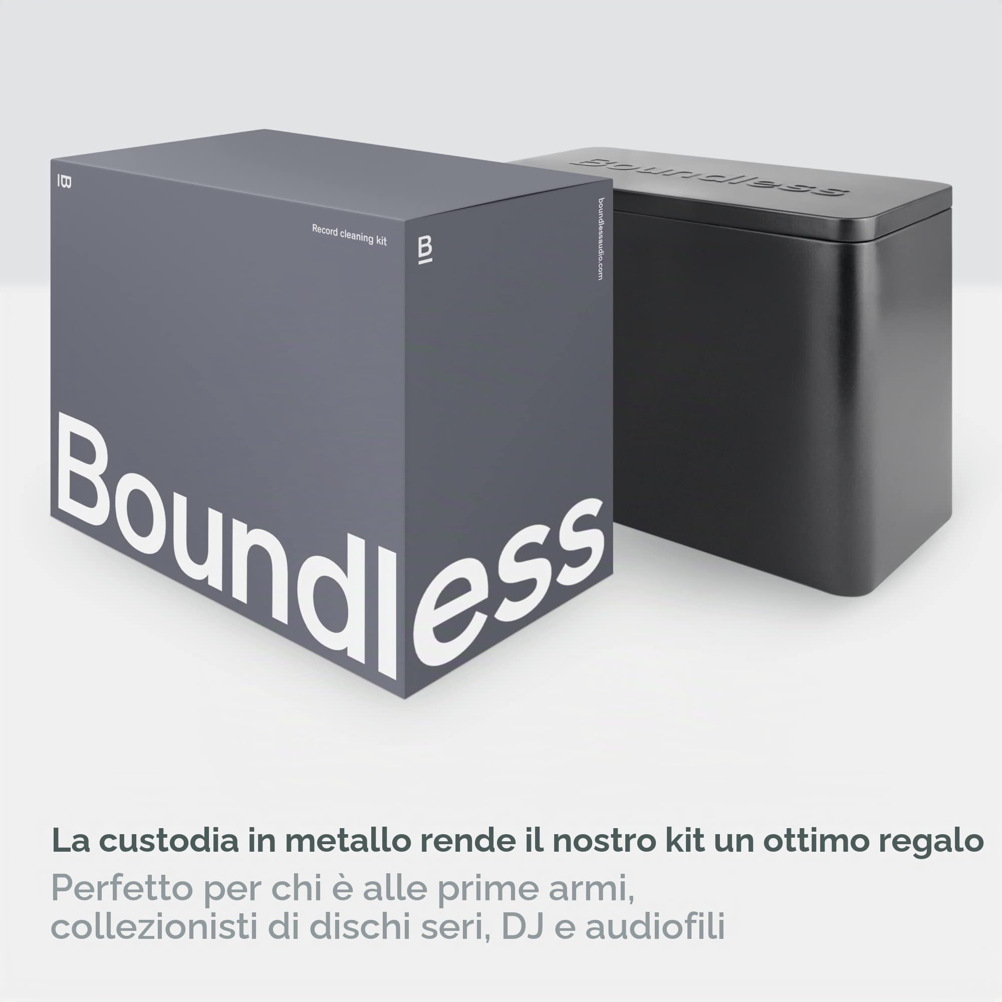 Boundless Audio Kit per la pulizia dei dischi – Kit 5 in 1 per la pulizia dei dischi in vinile, include spazzola in velluto, pennello per pennino, soluzione per la pulizia dei dischi, spazzola per la