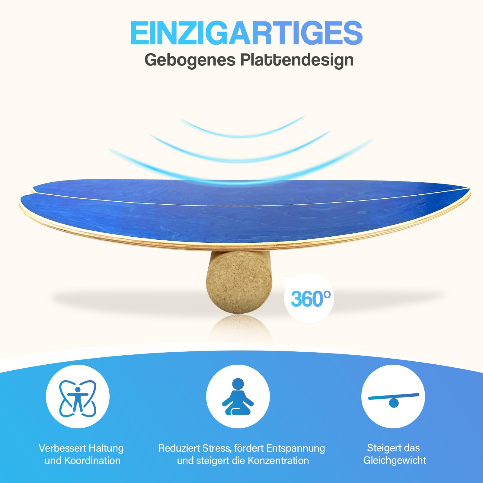 Kork Halbkugel Balance Board Zubehör aus Kork Balance Trainer für Yoga Pilates Koordinationstraining Rutschfest für Erwachsene