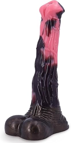 Consolador de dragón de 10.4 pulgadas realista de caballo grueso con succión, consolador largo de silicona rosa monstruo consolador anal grande