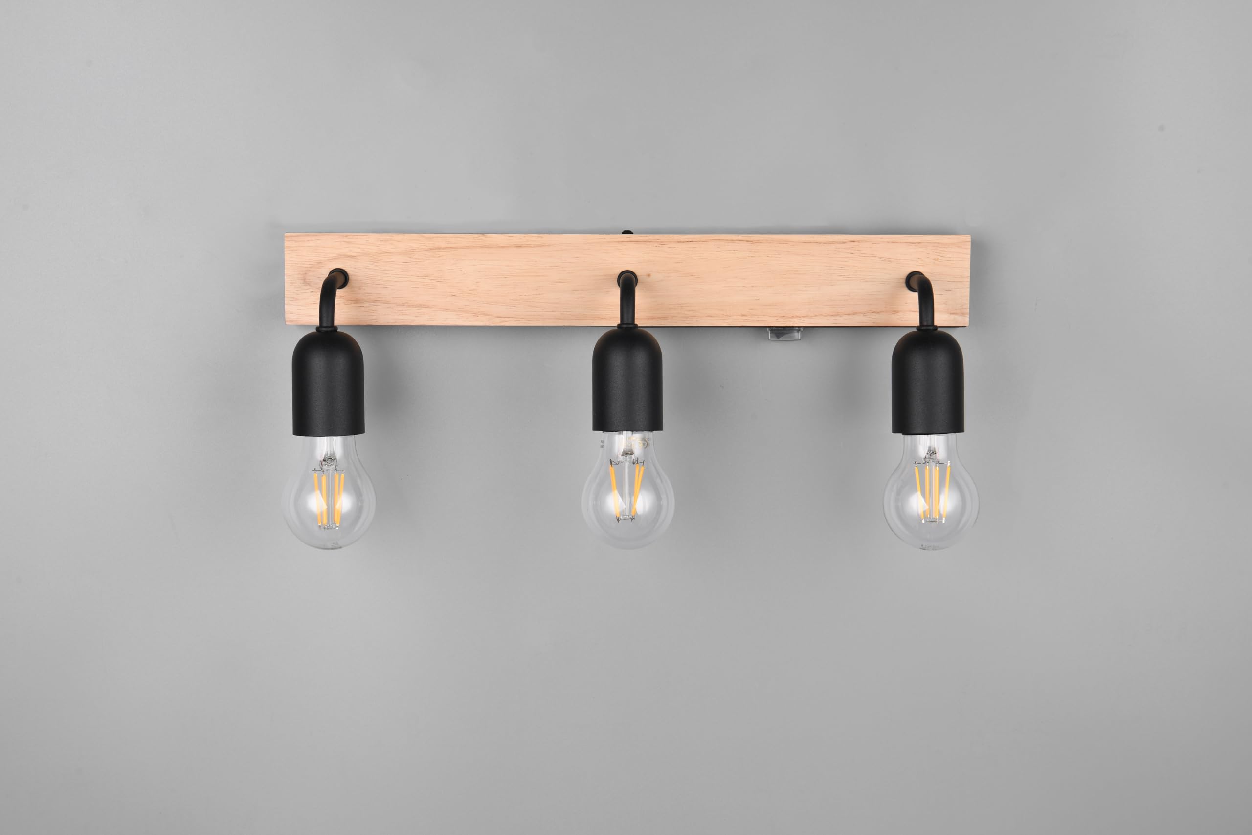 Trio Leuchten Aplique de baño ARTURO 284470332, metal negro mate, madera natural, excl. 3x E27