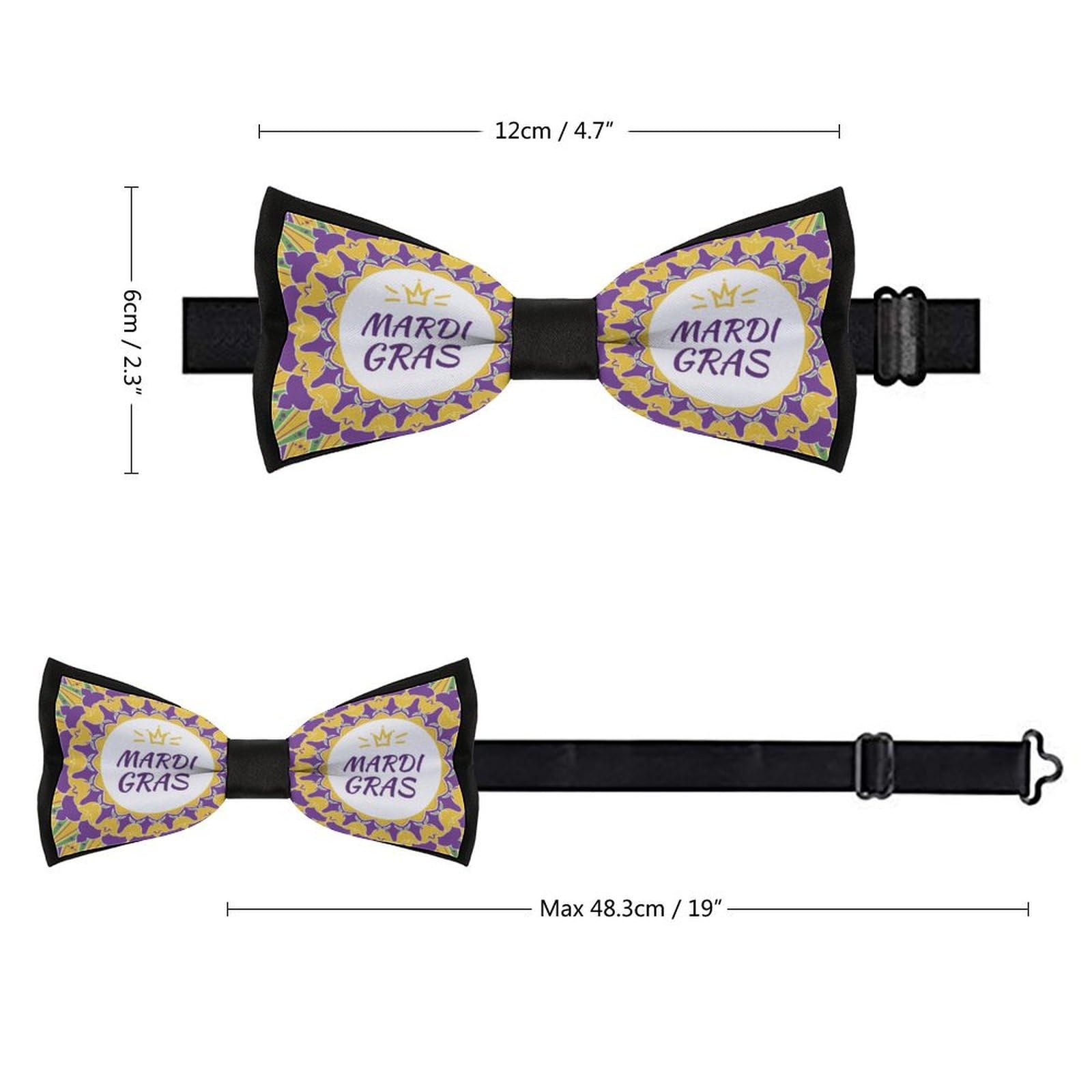 Mardi Gras 2023 Bow Tie for Men Adjustable Necktie Funny Tie Neck Ties for Weddings Party