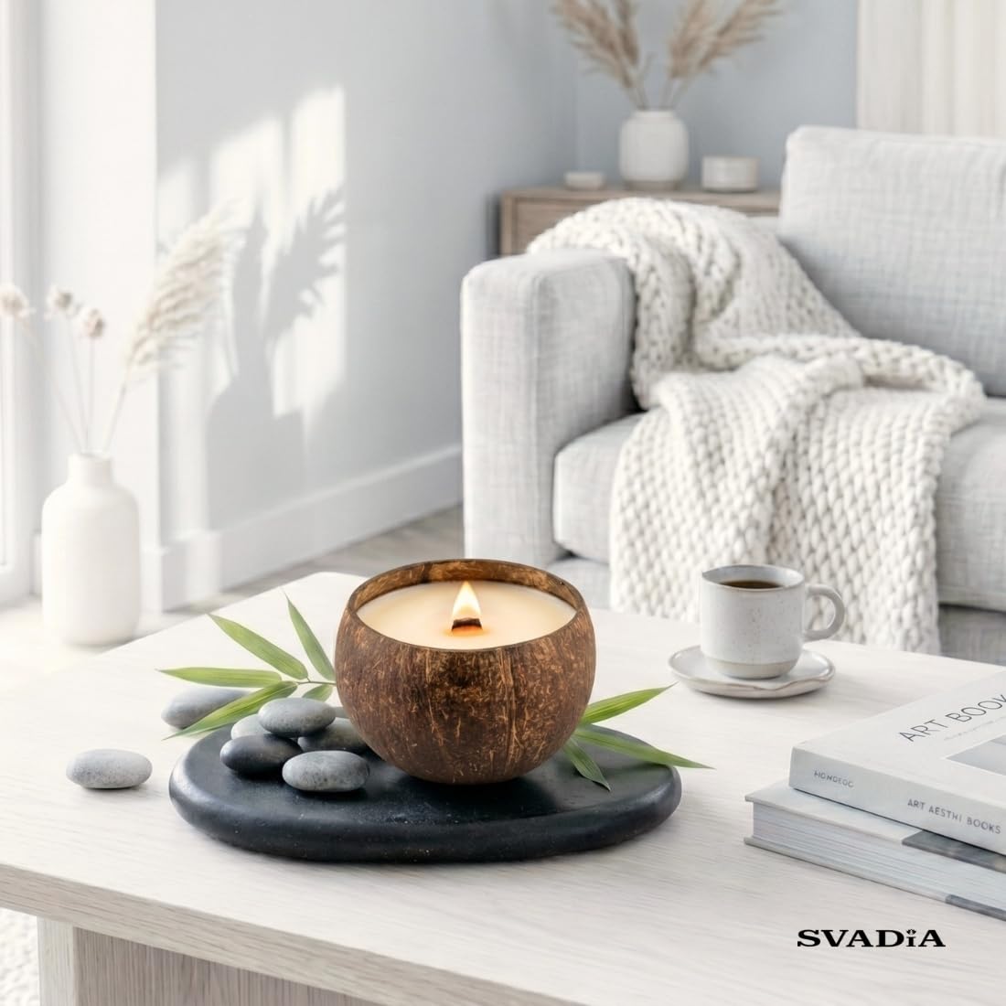Candele Profumate al Cocco | Cera di Soia Naturale in Guscio di Cocco con Oli Essenziali | Ecosostenibile e Artigianale | Decorazione per la Casa e Design d'Interni
