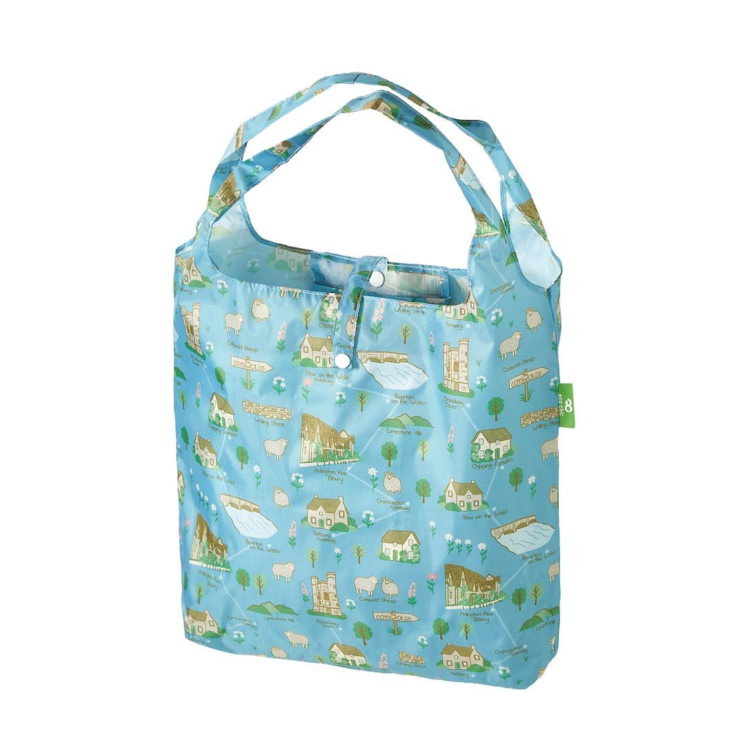 ECO CHIC Lightweight Foldable Reusable Shopping Bag Water Resistant Tote Bag (Cotswolds Blue) — image 1