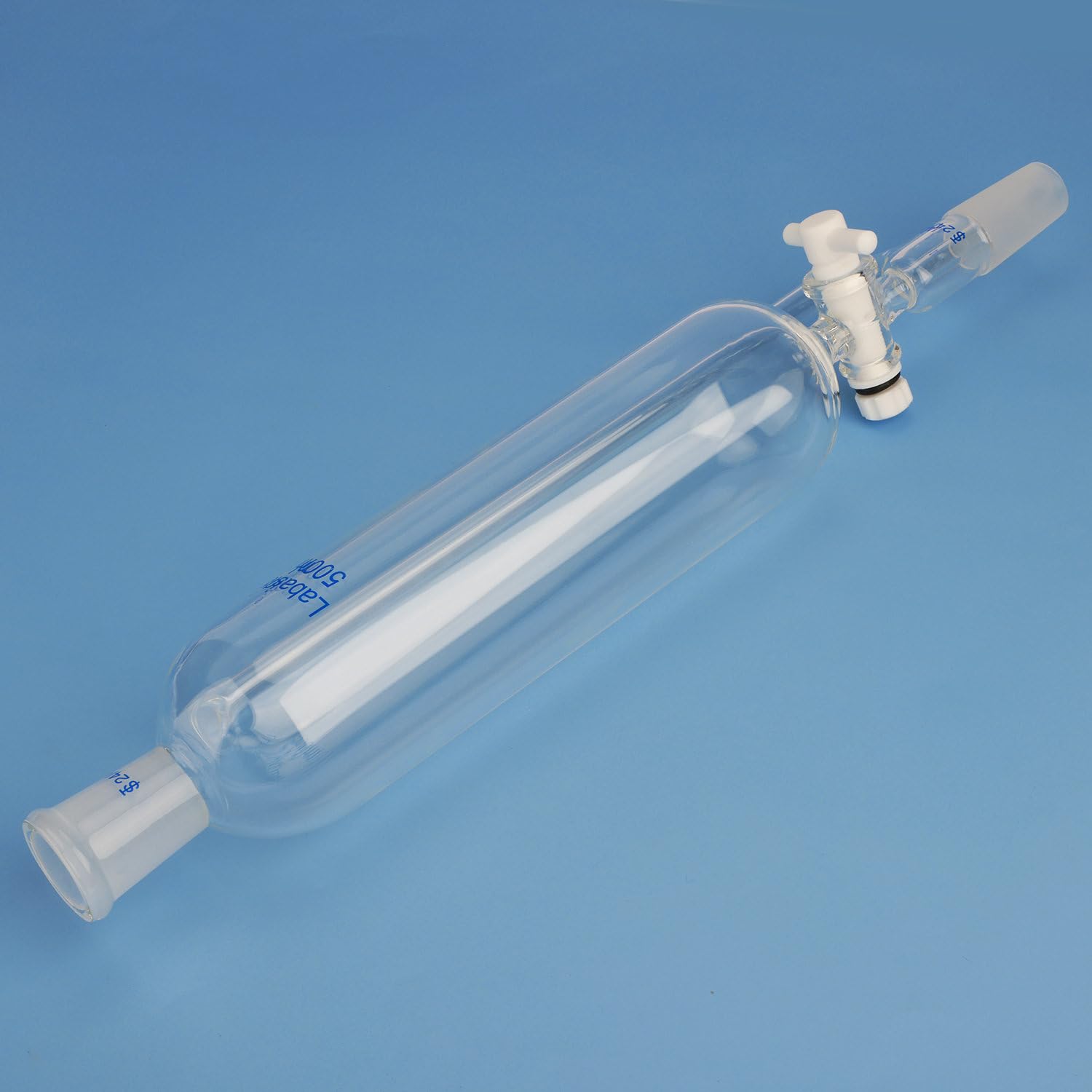 Labasics 500 ml Druckausgleich Zusatz Trichter, Borosilikatglas Tropftrichter 24/40 Gelenk mit PTFE-Hahn für Labor, 500 ml
