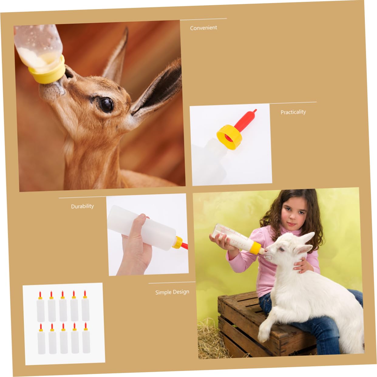 Biberon per Allattamento degli Agnelli 400ml in Pvc | Set 1 Pezzo con Tettarella Sostituibile, Design a Ciuccio, Superficie Liscia e Riutilizzabile