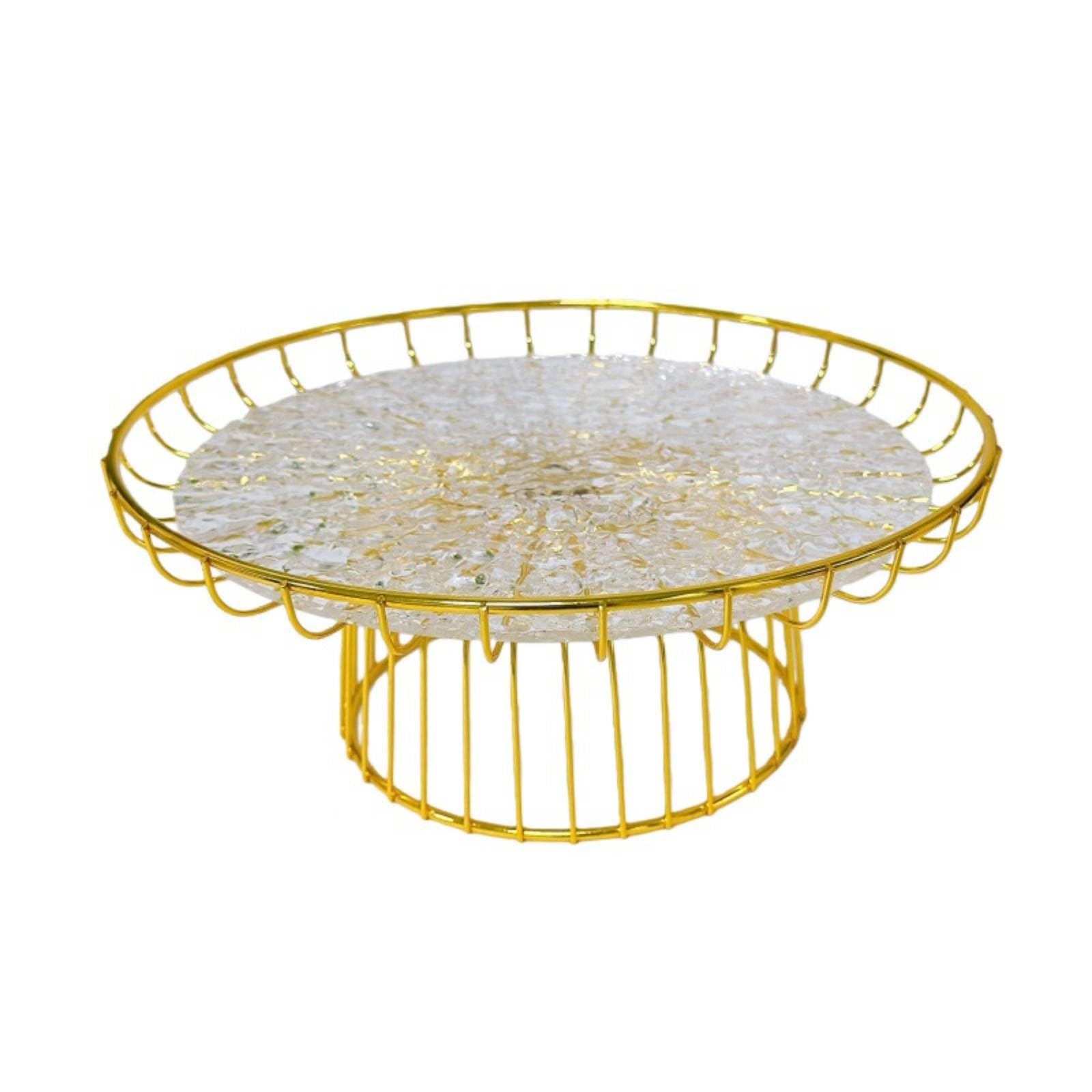 Dessertständer mit Acrylplatte modern Tortenplatte mit Fuß klar Tortenständer Fuß für Gastgeber, Konditoren, Buffet, , Leichter Luxus, Minimalistisch, Gold, Eisen, Groß, Obstkorb, Acryl