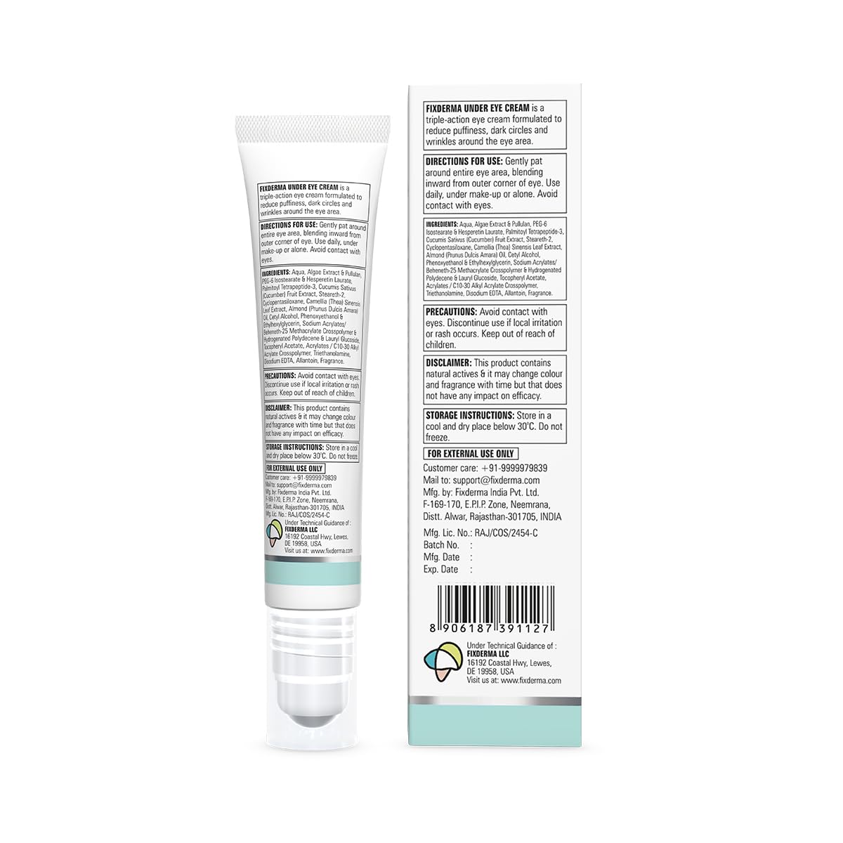 Fixderma Under Eye Cream Roll on with Peptides, Green Tea Extract & Vitamin E | Reduces Dark Circles, Puffiness, Wrinkles & Fine Lines | Triple Action | for Men & Women | 15g — Amazon image 6