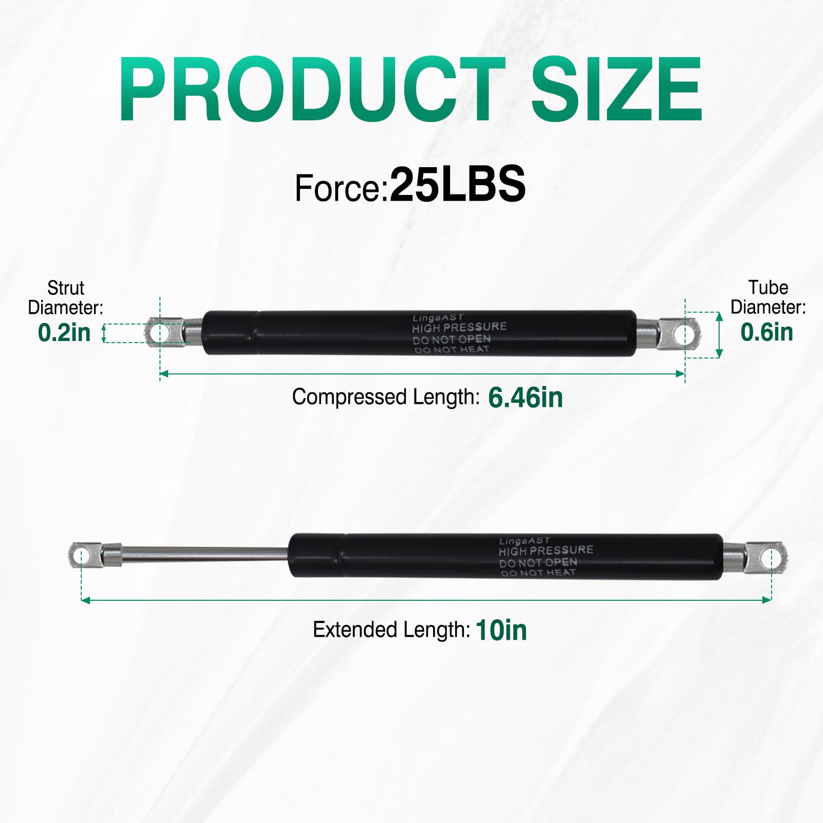 25Inch Gas Struts 67Lbs/278N Springs Shocks Lift Support With L - View #8