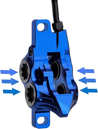 Miniatura 3 de JFOYH Juego de frenos de disco hidráulico E4 MTB de 4 pistones mejorados con pastillas de metal de refrigeración para bicicleta de montaña