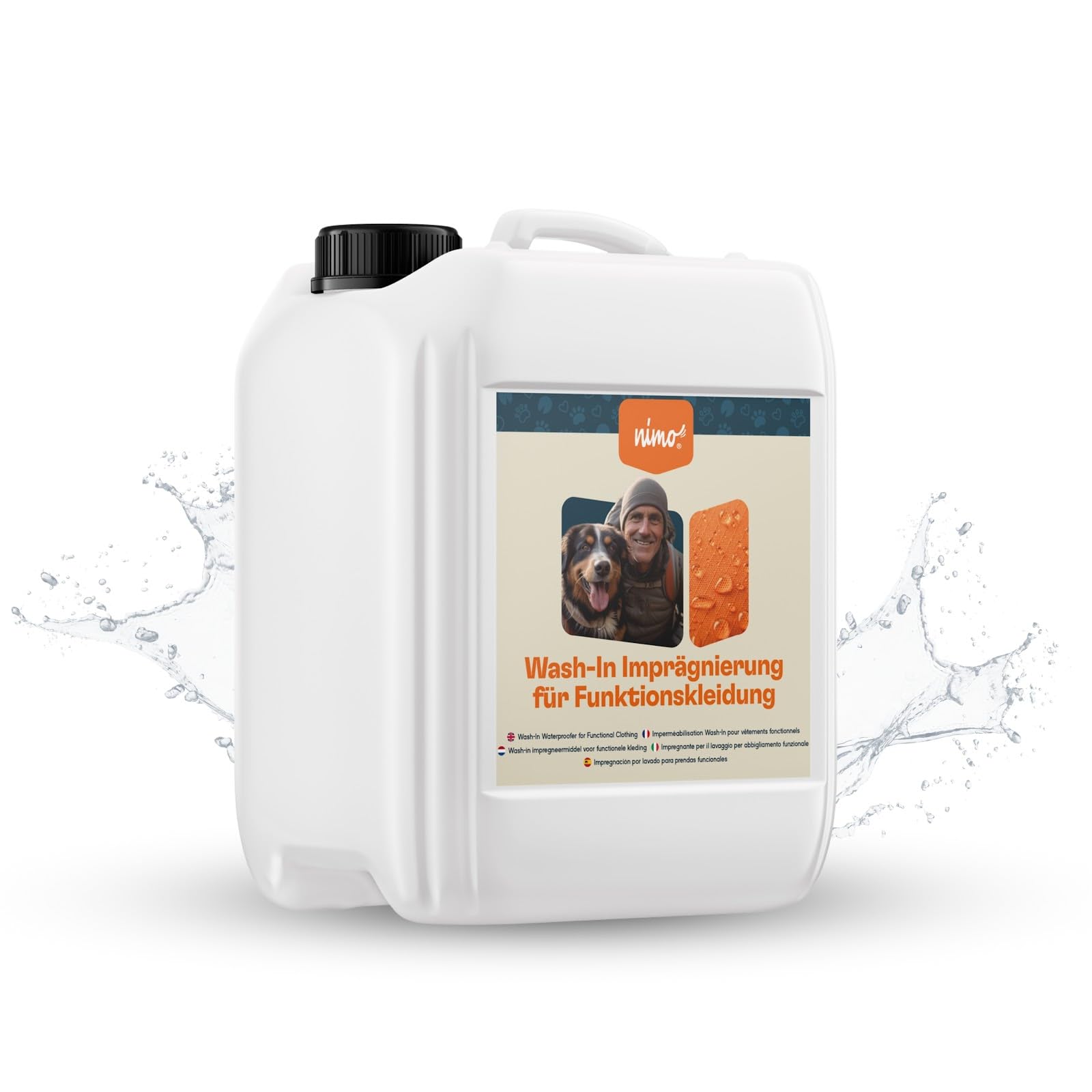 nimo® Wash-In Imprägnierung für Funktionskleidung | Imprägnierung gegen Regen & Schmutz für die Waschmaschine | Wasserabweisende Outdoor Kleidung | atmungsaktive Imprägnierung