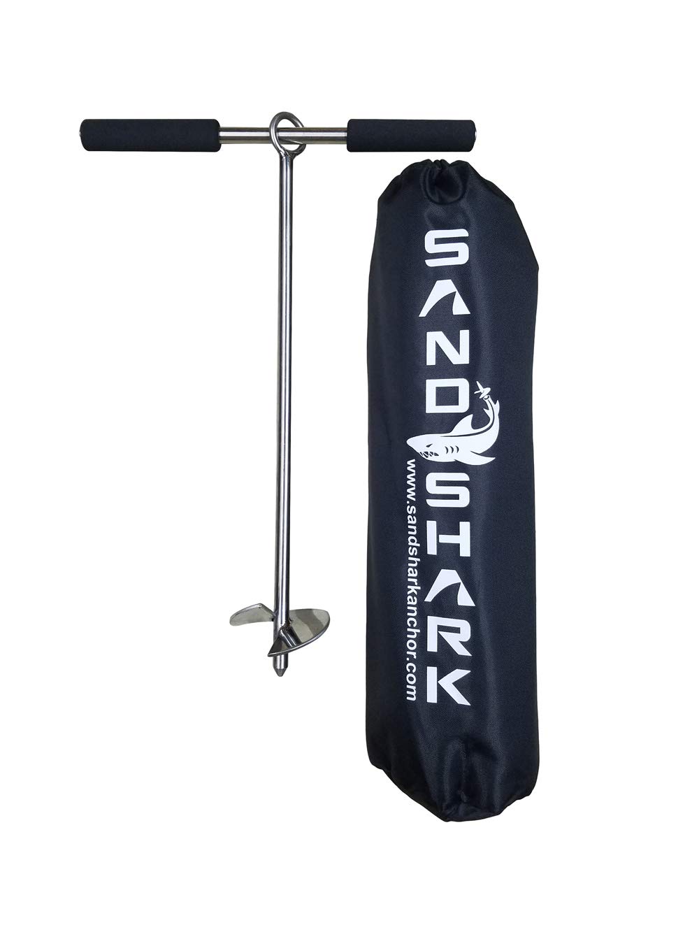 SandShark Lite Series Boat Anchor - Shallow Water Anchor Pole - Jet Ski Anchor, Kayak Anchor, Pontoon Boat Accessories for Beach and Sandbar - 316 Stainless Steel w/Handle and Padded Case